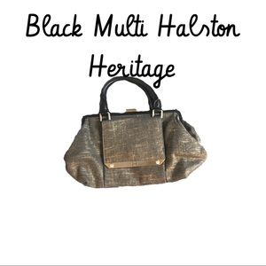 Halston Heritage Black and Gold Handbag